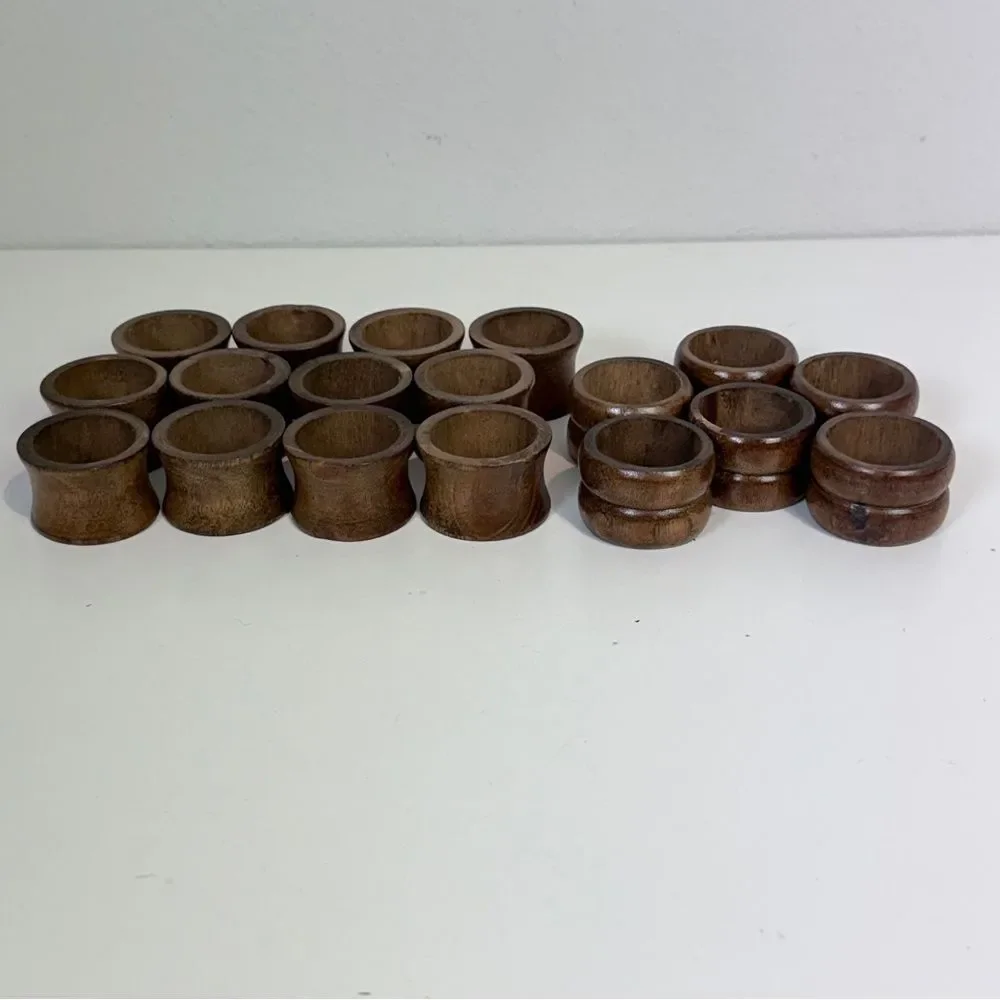 18 Vintage Wooden Napkin Rings Boho